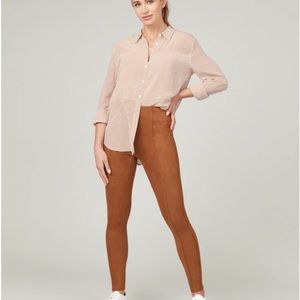 SPANX Faux Suede Legging, rich caramel, petite small NWT